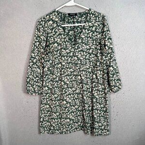 Madewell Womens Green Floral Viscose Shift Dress